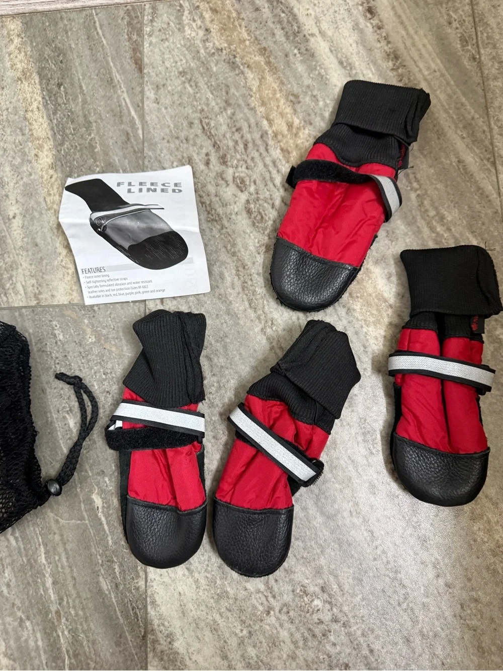 Red Fleece-Lined Dog Boots (Brand: )